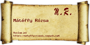 Mátéffy Rózsa névjegykártya